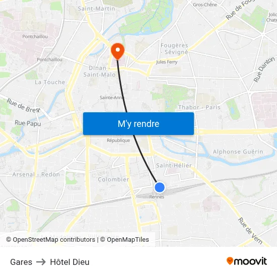 Gares to Hôtel Dieu map