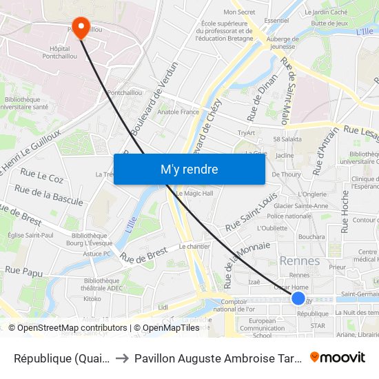 République (Quai C) to Pavillon Auguste Ambroise Tardieu map