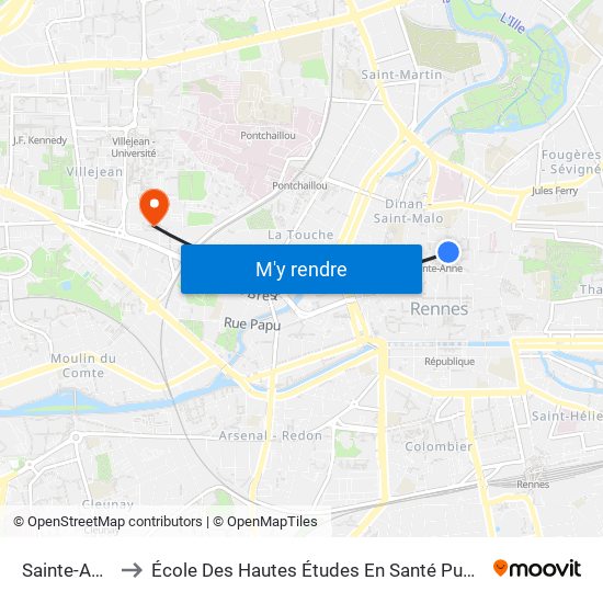 Sainte-Anne to École Des Hautes Études En Santé Publique map