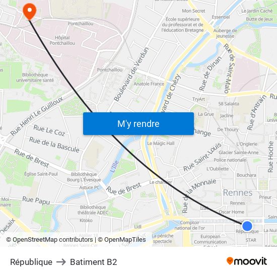 République to Batiment B2 map