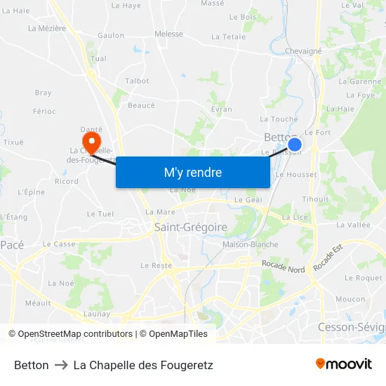 Betton to La Chapelle des Fougeretz map
