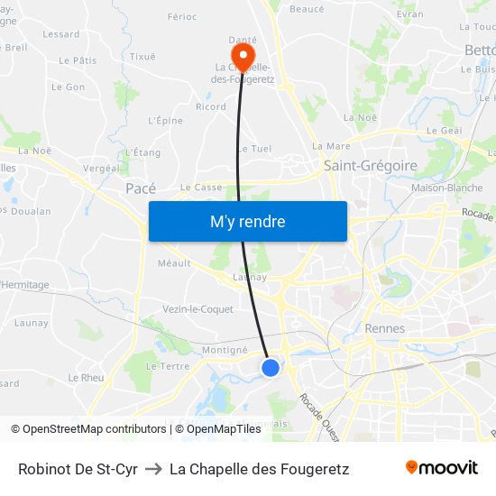 Robinot De St-Cyr to La Chapelle des Fougeretz map