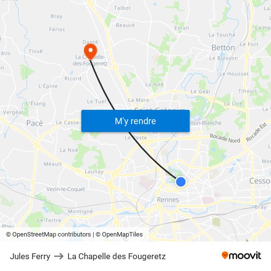 Jules Ferry to La Chapelle des Fougeretz map