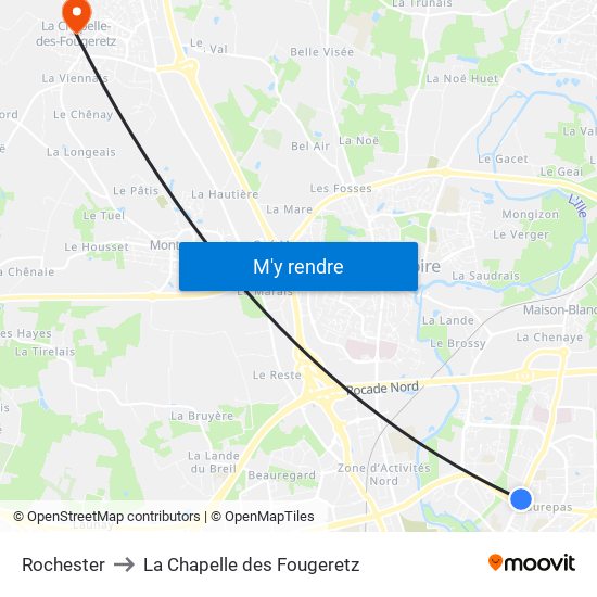 Rochester to La Chapelle des Fougeretz map
