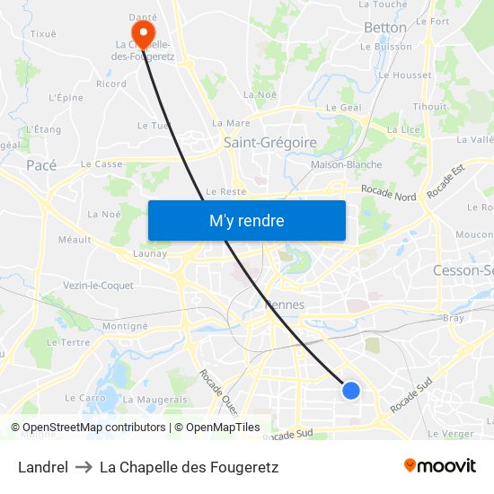 Landrel to La Chapelle des Fougeretz map