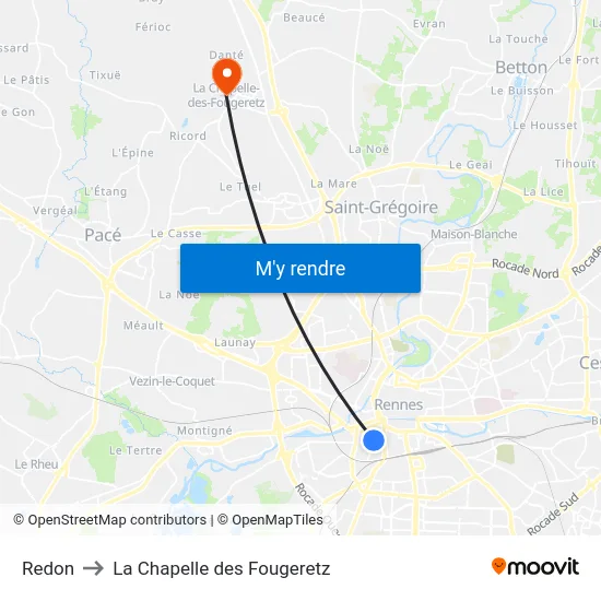 Redon to La Chapelle des Fougeretz map