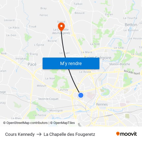 Cours Kennedy to La Chapelle des Fougeretz map