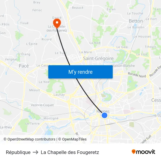 République to La Chapelle des Fougeretz map