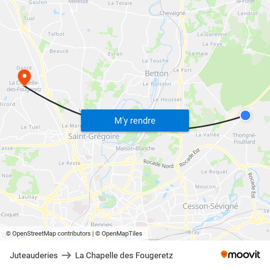 Juteauderies to La Chapelle des Fougeretz map