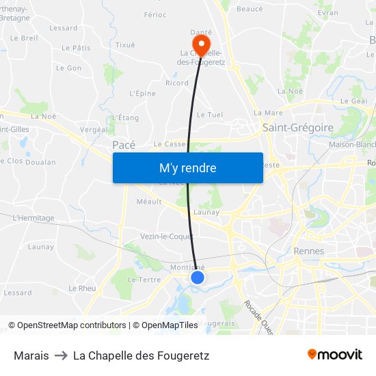 Marais to La Chapelle des Fougeretz map