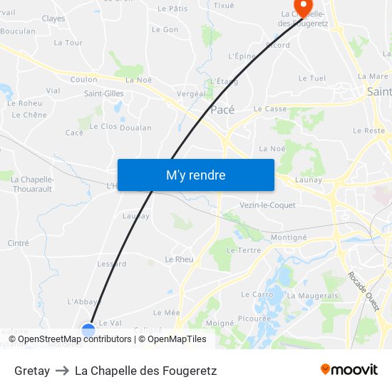 Gretay to La Chapelle des Fougeretz map