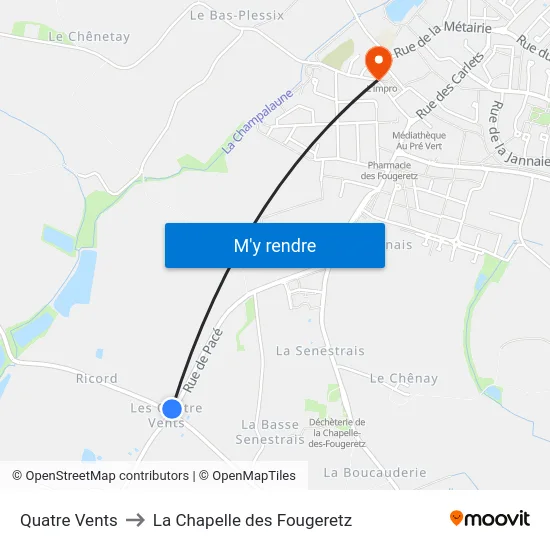 Quatre Vents to La Chapelle des Fougeretz map