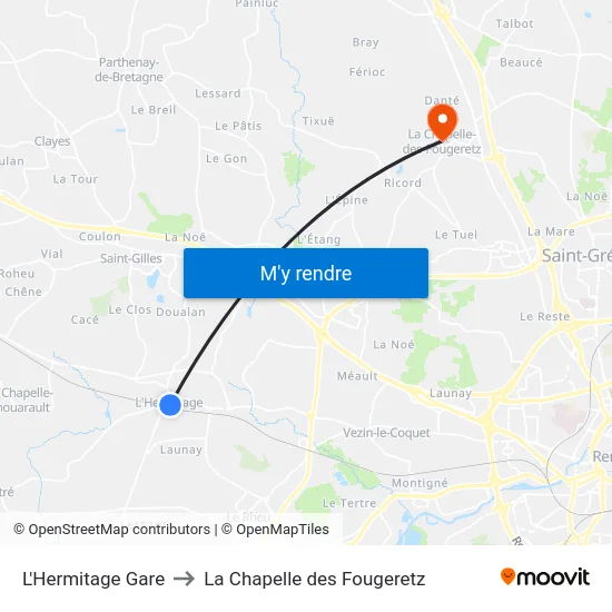 L'Hermitage Gare to La Chapelle des Fougeretz map