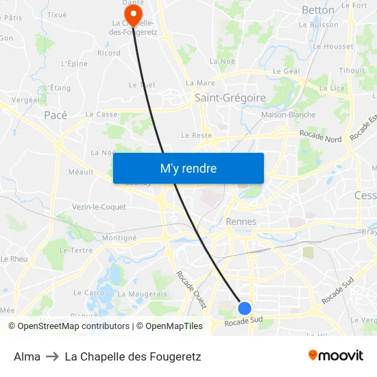 Alma to La Chapelle des Fougeretz map