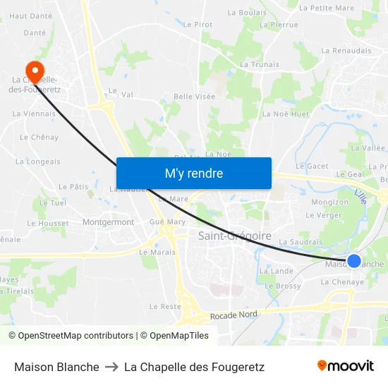 Maison Blanche to La Chapelle des Fougeretz map
