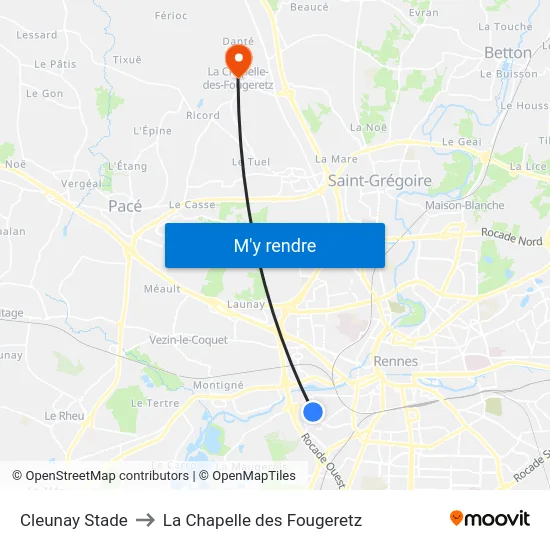 Cleunay Stade to La Chapelle des Fougeretz map