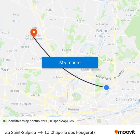 Za Saint-Sulpice to La Chapelle des Fougeretz map