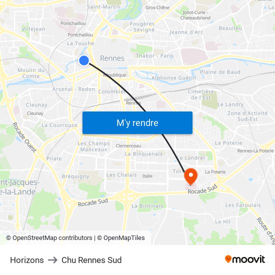 Horizons to Chu Rennes Sud map