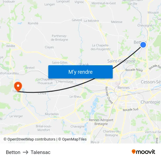 Betton to Talensac map