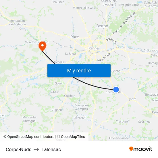 Corps-Nuds to Talensac map