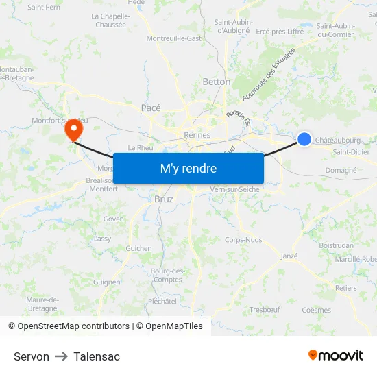 Servon to Talensac map