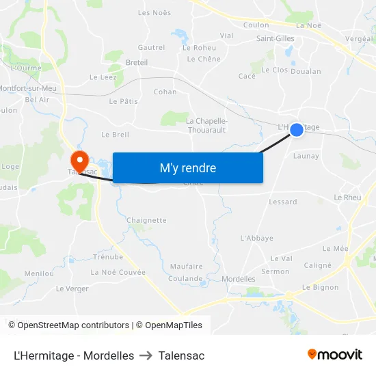 L'Hermitage - Mordelles to Talensac map