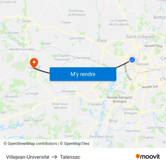 Villejean-Université to Talensac map