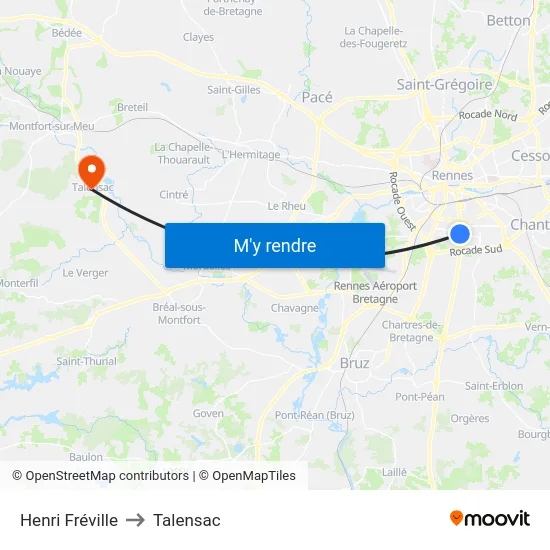 Henri Fréville to Talensac map