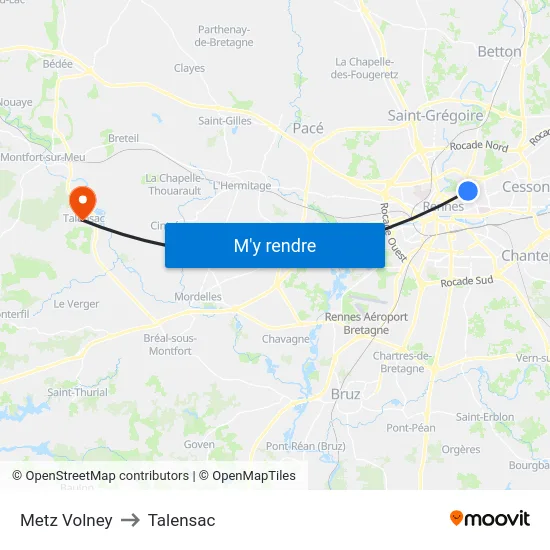 Metz Volney to Talensac map