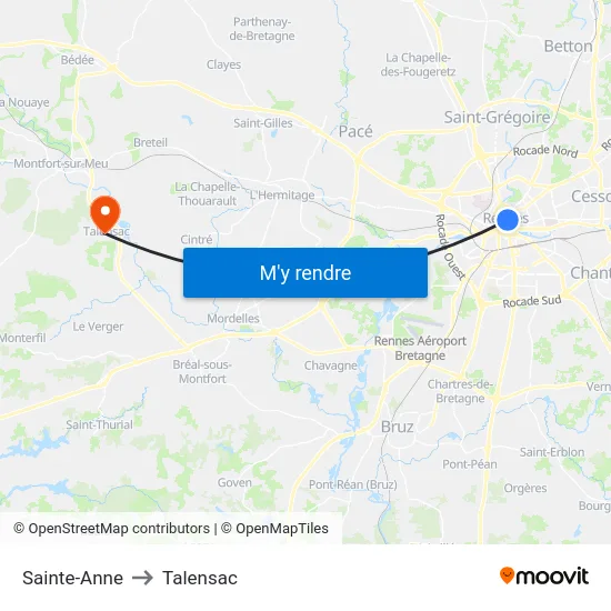 Sainte-Anne to Talensac map