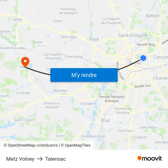 Metz Volney to Talensac map