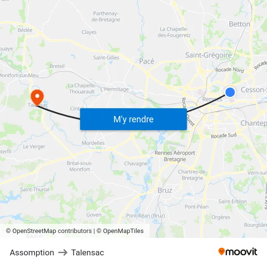 Assomption to Talensac map