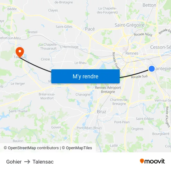 Gohier to Talensac map