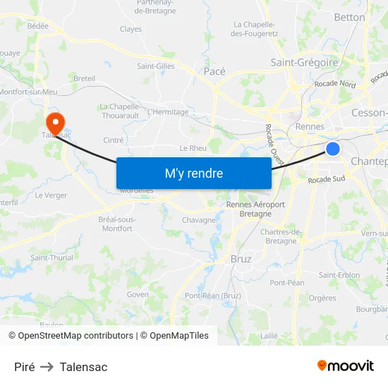 Piré to Talensac map