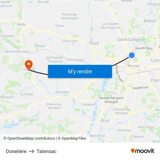 Donelière to Talensac map