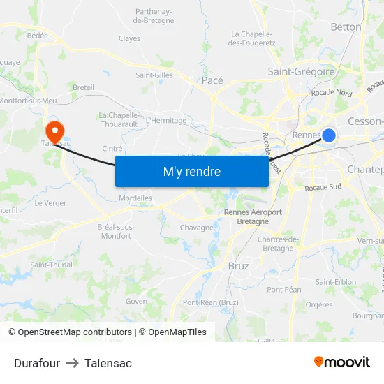 Durafour to Talensac map