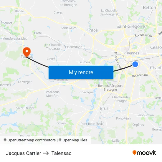 Jacques Cartier to Talensac map