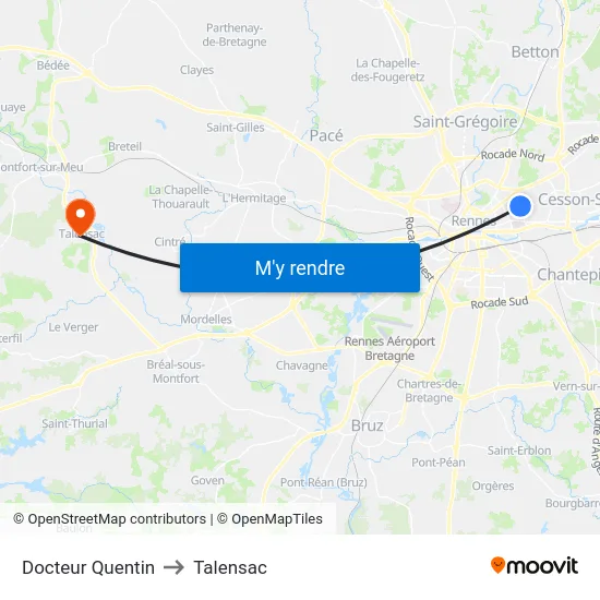 Docteur Quentin to Talensac map