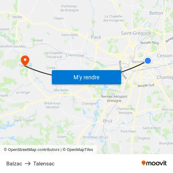 Balzac to Talensac map