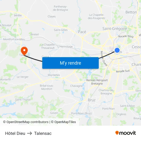 Hôtel Dieu to Talensac map