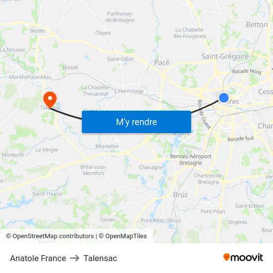 Anatole France to Talensac map