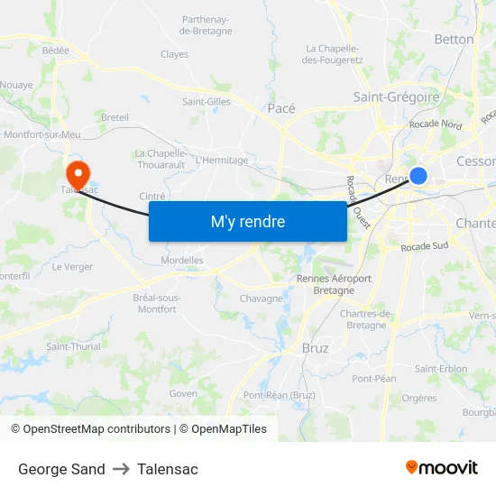 George Sand to Talensac map