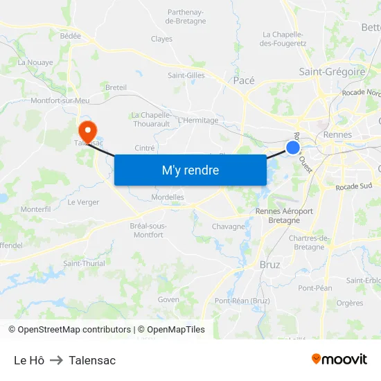 Le Hô to Talensac map