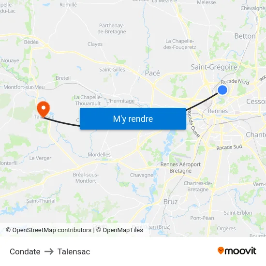 Condate to Talensac map
