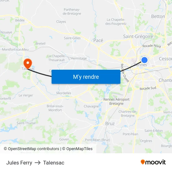 Jules Ferry to Talensac map