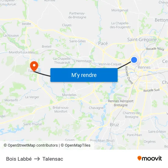 Bois Labbé to Talensac map