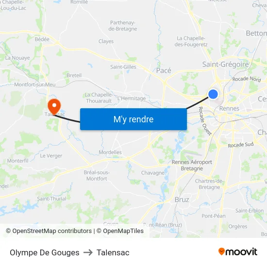 Olympe De Gouges to Talensac map