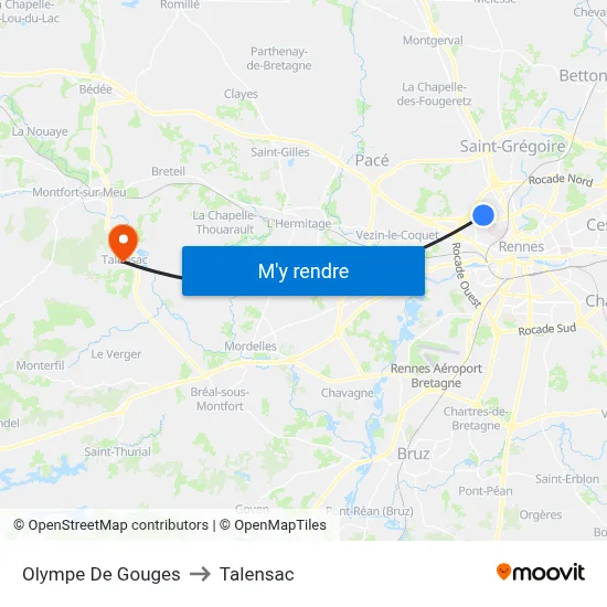 Olympe De Gouges to Talensac map