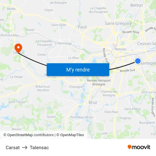 Carsat to Talensac map