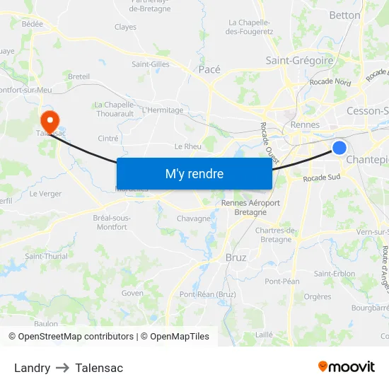 Landry to Talensac map